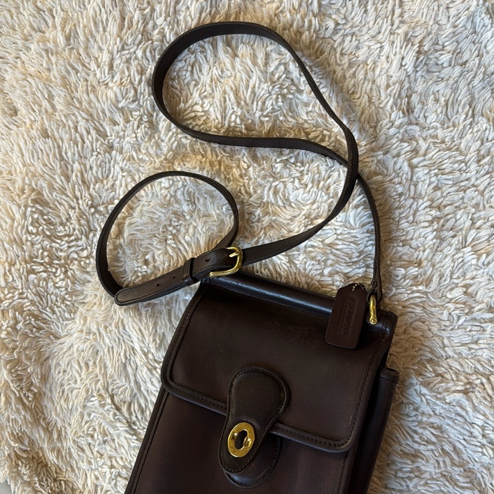 👜Vintage Coach 9930 Murphy Willis Crossbody Bag Leather Dark Brown - Picture 16 of 16